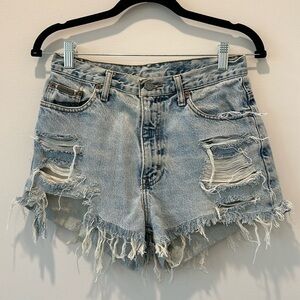 Calvin Klein Jeans Blue Denim Ripped Distressed Mom Short Summer Festival Size 2